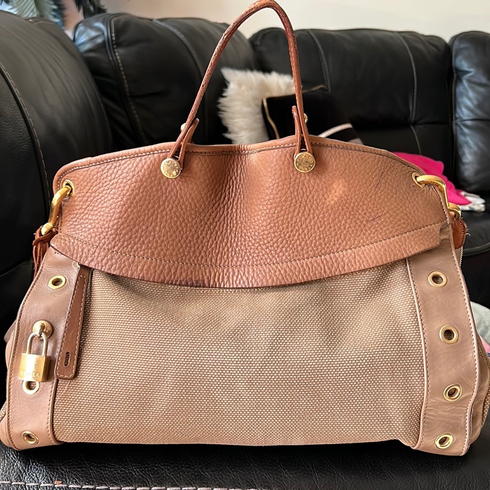 Furla Tan and Beige Shoulder Bag